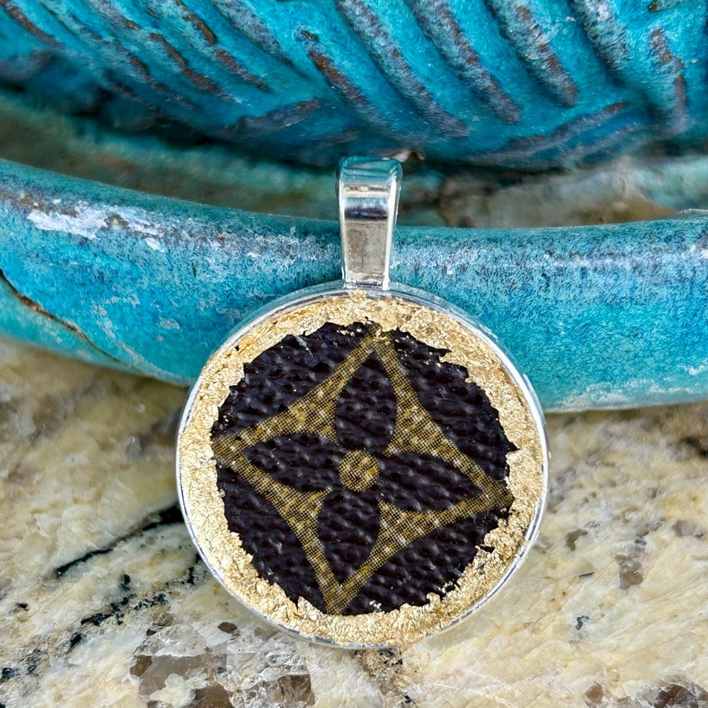 Louis Vuitton Gold and Brown Monogram Pendant Necklace